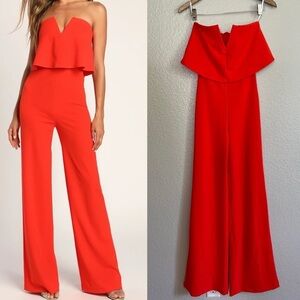 NWOT Power of Love Red Orange Strapless Jumpsuit